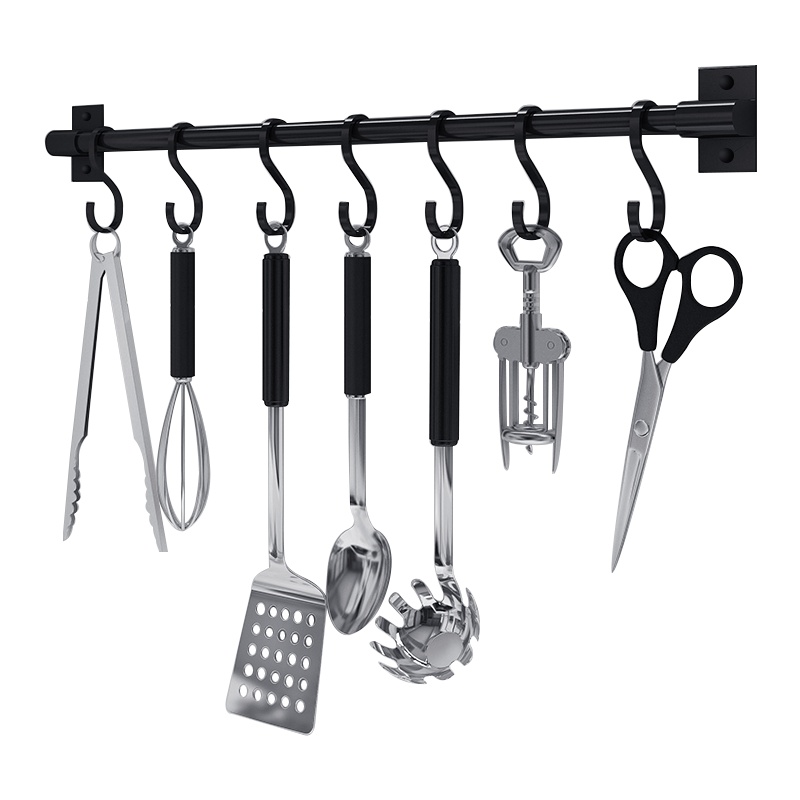 优勤免打孔厨房挂钩强力粘胶墙壁壁挂墙上挂杆置物架厨具挂架收纳架子
