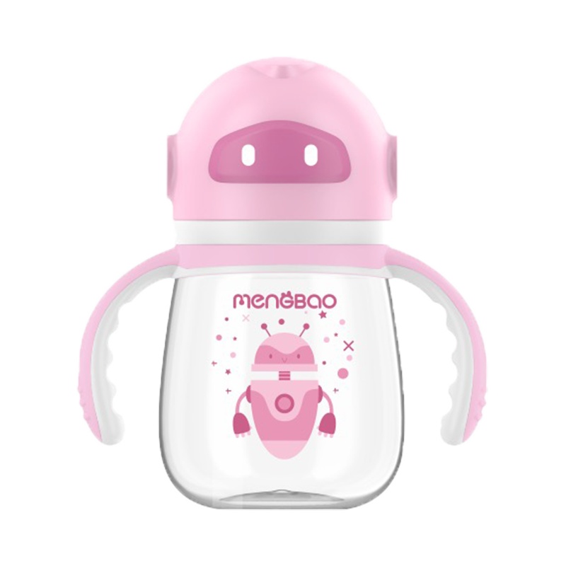 盟宝奶瓶PPSU宽口径新生婴儿吸管奶瓶大宝宝防胀气耐摔硅胶正品210粉红