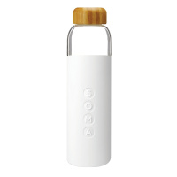 美国SOMA V2 透明玻璃水瓶500ml 纯色简约设计硅胶外套便携运动时尚随行水杯运动创意潮流-白色
