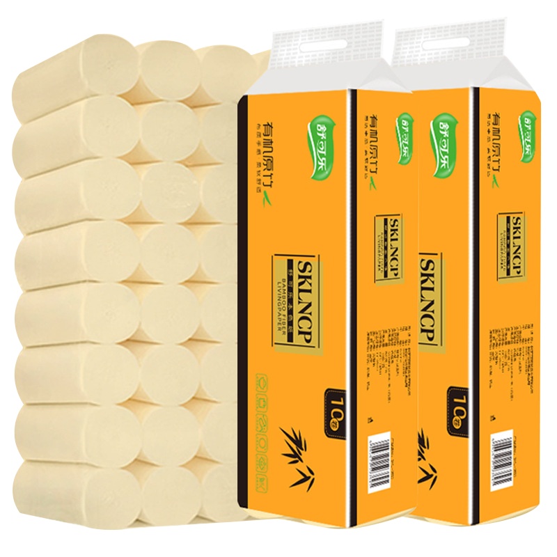 【拍10的倍数，单卷价格】舒可乐本色卷纸家用卫生纸厕纸无芯竹浆母婴适用无香型实惠装（四层加厚）【10件起售】拍10发1提