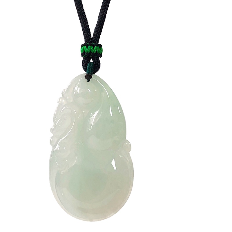 缘源珠宝 天然A货翡翠吊坠 糯种果绿色翡翠葫芦挂件 男女款 附送证书