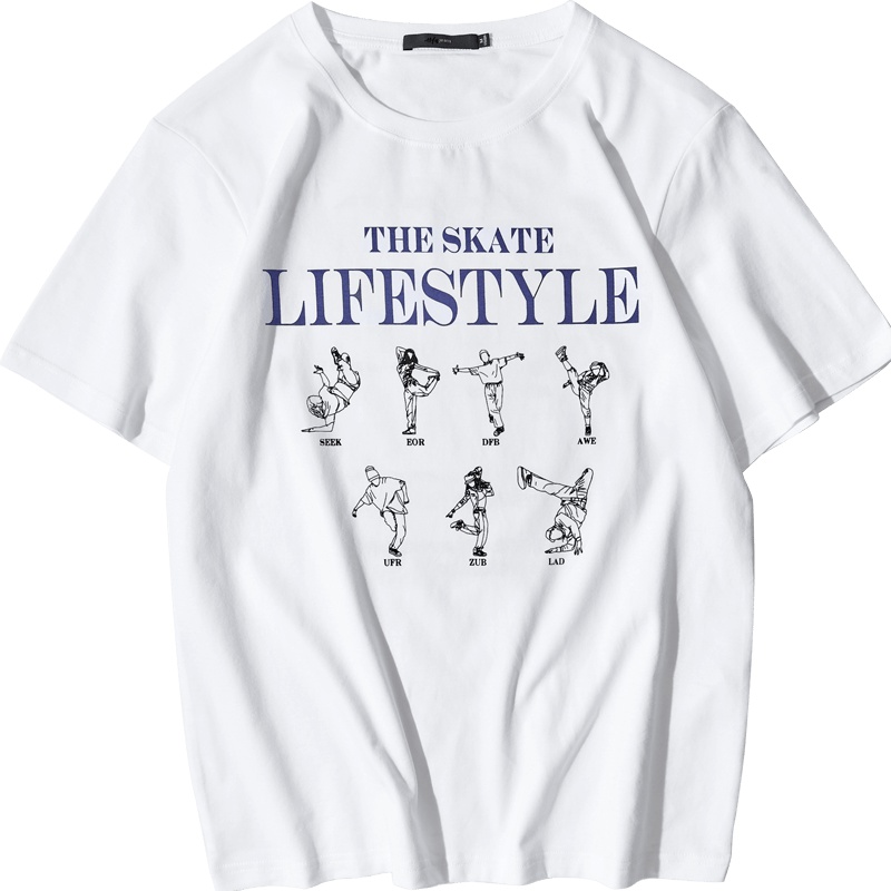 黑鲸印花设计短袖T恤男2019夏季男装清爽上衣男CNTBJ29193A