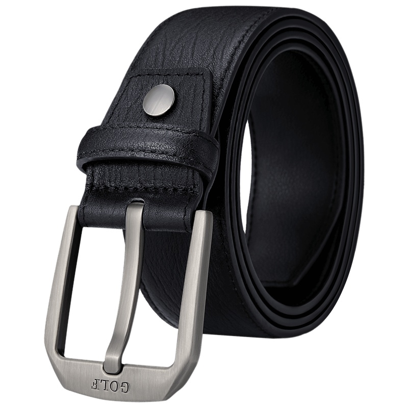 GOLF头层牛皮腰带简约男士针扣皮带男时尚海狮纹裤带男礼盒装送礼