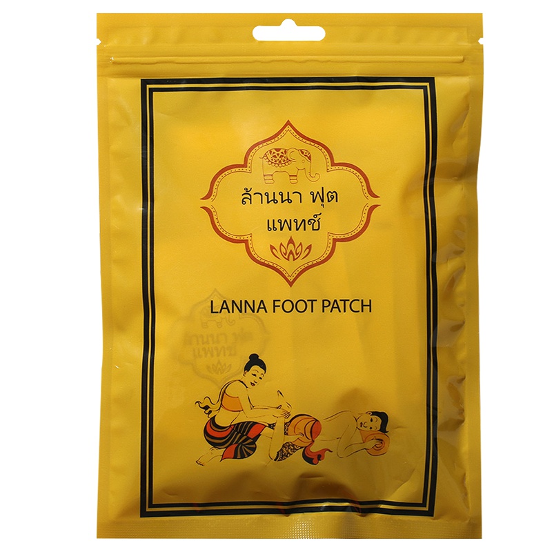 【5包50片装-官方授权】泰国兰纳足贴Lanna正品原装生姜睡眠足帖祛湿气艾草足贴包