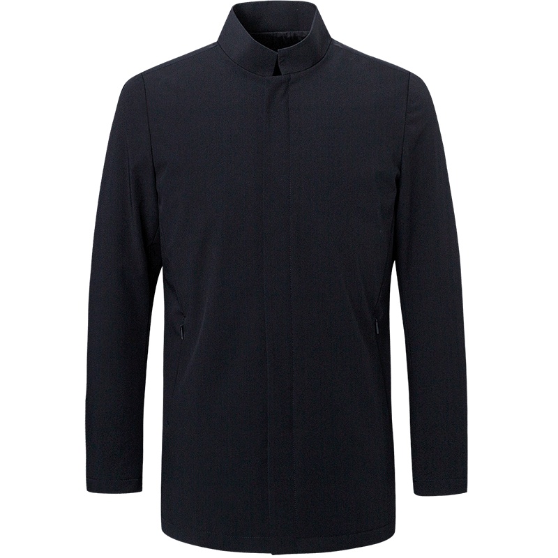 才子男装风衣男秋季青年中式立领领纯色简约潮流时尚休闲风衣外套男