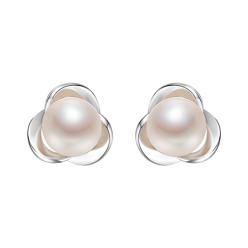 京润珍珠 清芳 7-8mm银S925淡水珍珠耳饰百搭珍珠耳钉