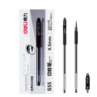 得力(deli)0.5mm半针管中性笔签字水笔黑色S55