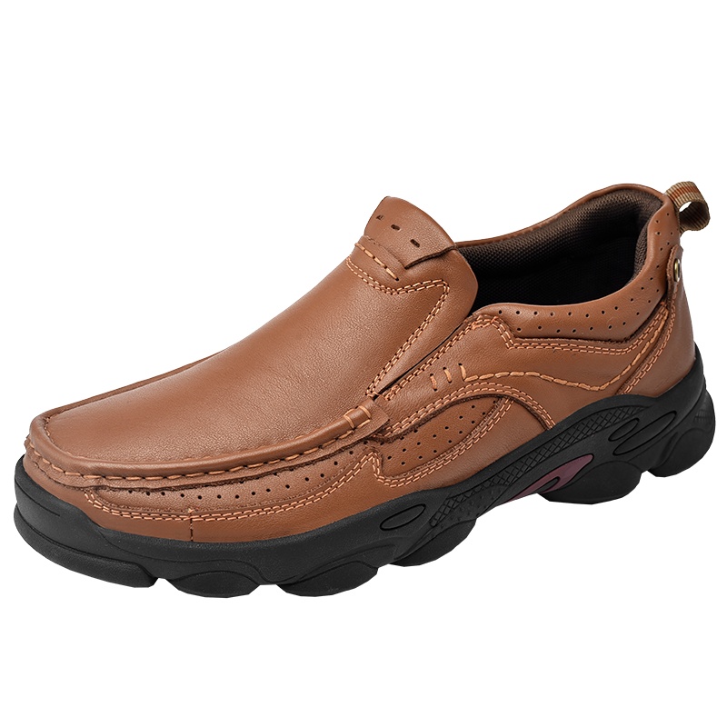 YIBULUOTUO男鞋头层牛皮大头皮鞋真皮软底男士工装鞋耐磨大码户外休闲鞋爸爸鞋