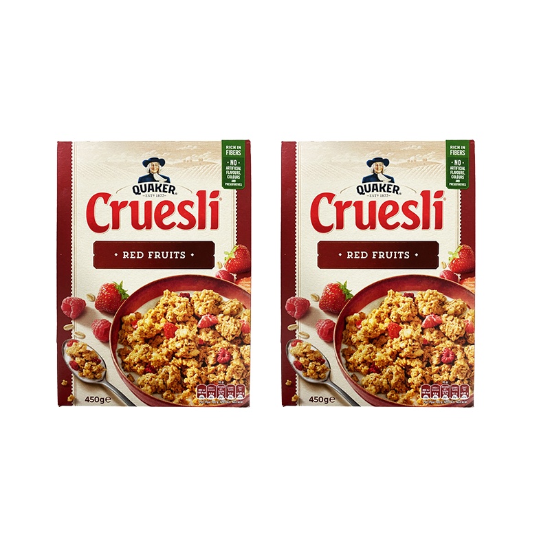 荷兰进口 QUAKER 桂格覆盆子草莓谷物粒即食燕麦片 450g*2盒