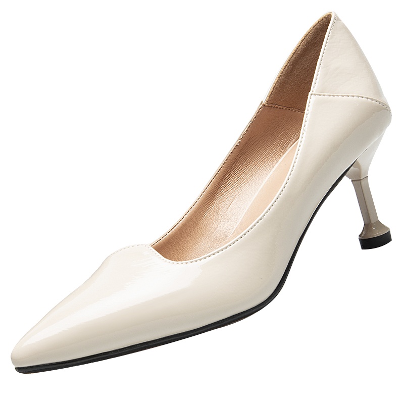 奥康女鞋高跟鞋尖头单鞋女透气时装浅口气质软皮仙女风皮鞋