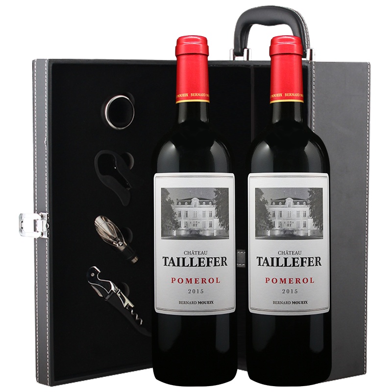 爱克维iCuvee精品酒 法国进口红酒 波美侯产区 泰勒菲城堡干红葡萄酒 750ml*2瓶 双支礼盒装