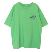 竹风绿色短袖女纯棉T恤夏季新款圆领宽松韩版半袖打底学生体恤124