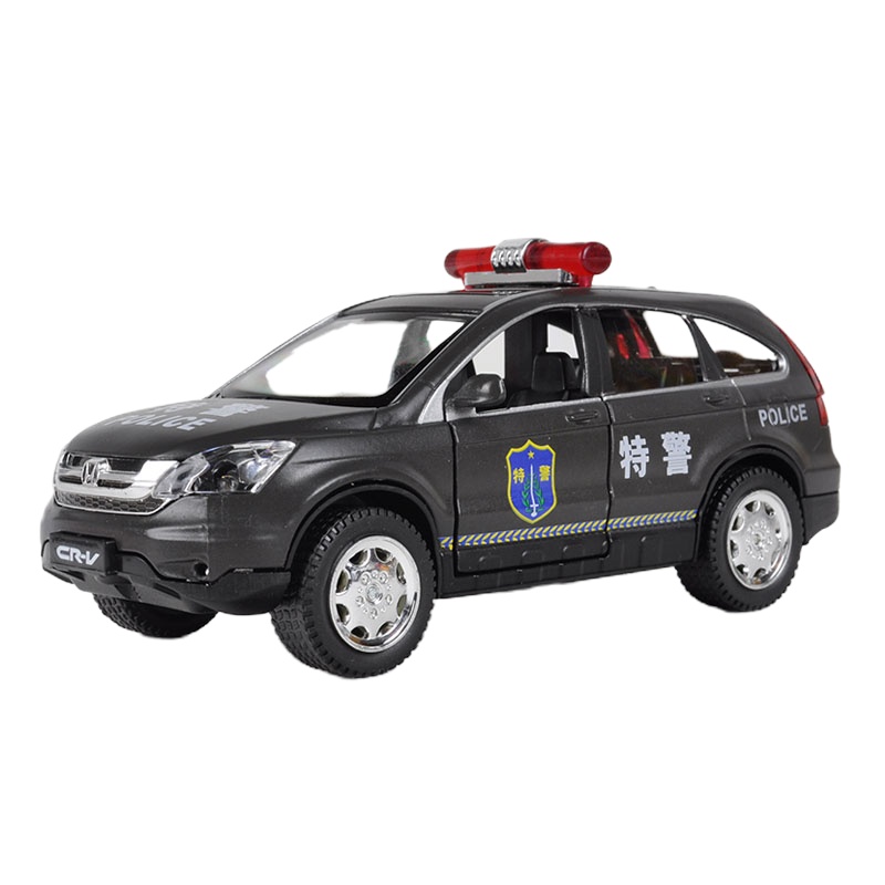 仿真合金警车消防车小汽车模型儿童玩具车特警回力车套装声光 (语音)加长悍马-黑