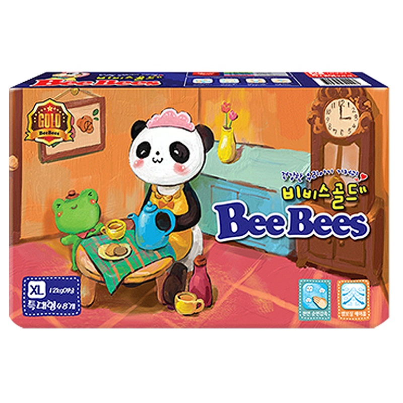 [韩国金贝柔纸尿裤]BeeBees铂金棉柔超薄透气宝宝婴儿尿不湿XL
