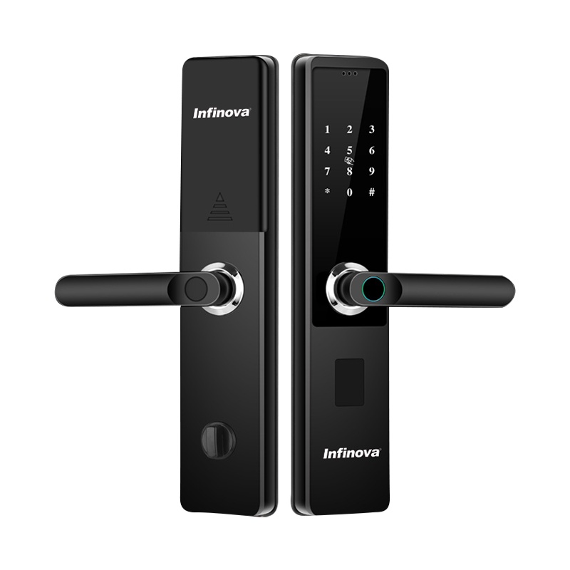英飞拓lnfinova F1智能指纹锁 密码锁 家用防盗门锁 一握开 黑色