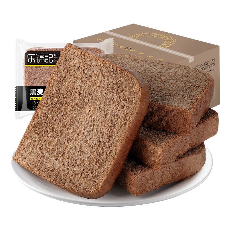 [新品]乐锦记 黑麦面包 粗粮早餐零食 代餐饱腹无蔗糖黑麦吐司700g/箱
