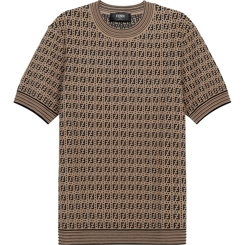 FENDI 男士 粘胶纤维/混纺圆领短袖针织衫套头衫FZY426 AF59