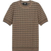 FENDI 男士 粘胶纤维/混纺圆领短袖针织衫套头衫FZY426 AF59