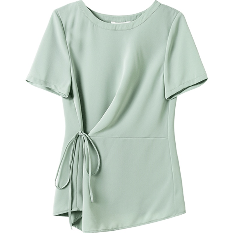 OSA欧莎2019新款夏短袖雪纺衫女洋气宽松收腰气质小衫时尚设计感