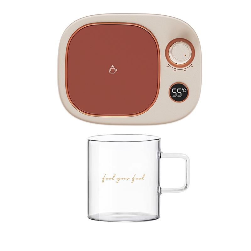冇心暖杯垫定时恒温杯垫加热水杯牛奶保暖家用USB摆设品装饰品自加热器Q42-柚仙粉