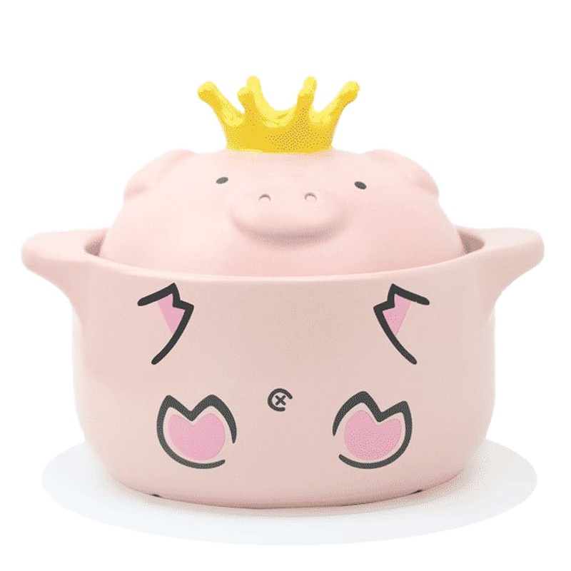 WQMD嘿猪猪日式耐高温砂锅(双耳)汤锅/耐热土650度,中温瓷,安全无毒P800-1-600ml