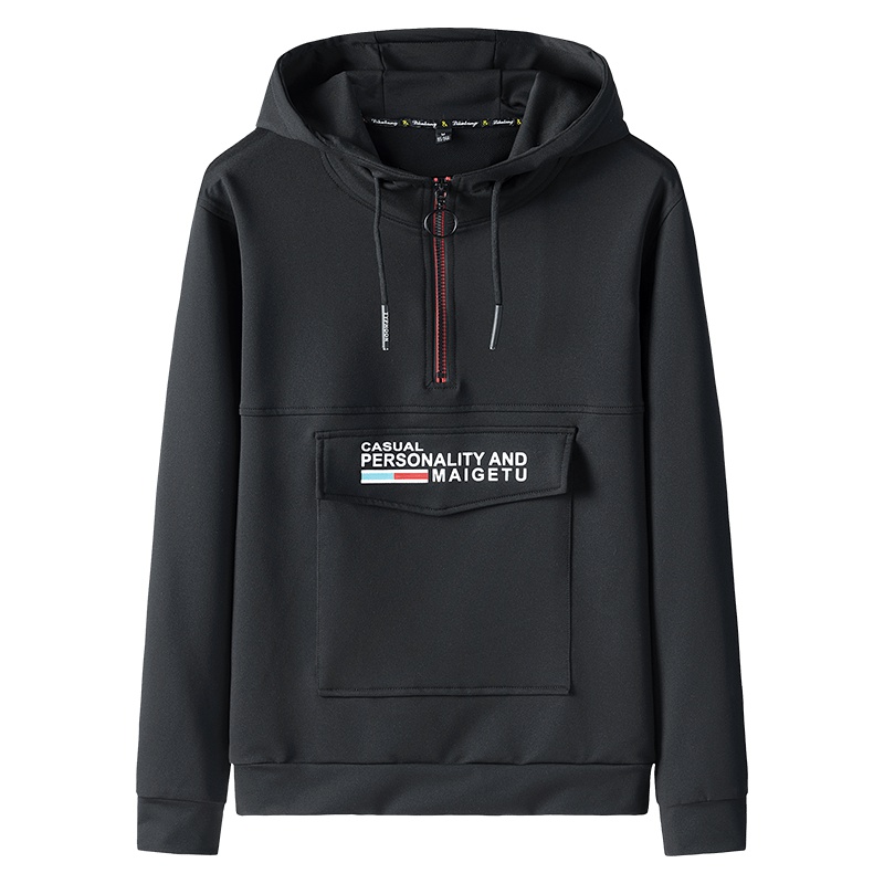 稻草人(Mexican)卫衣男潮嘻哈春秋季宽松长袖青年学生休闲纯色印花连帽男装