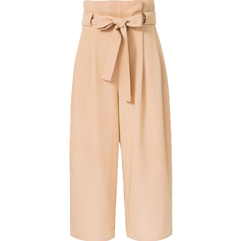 伊芙丽高腰阔腿裤女时尚2019夏装新款韩版宽松裤子直筒裤休闲裤