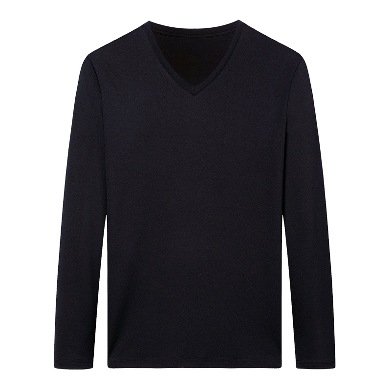 罗曼阿玛尼男装官方旗舰店2021春夏新款品牌男士T恤纯色V领打底长袖t恤男8606