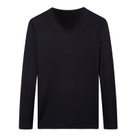 罗曼阿玛尼男装官方旗舰店2021春夏新款品牌男士T恤纯色V领打底长袖t恤男8606