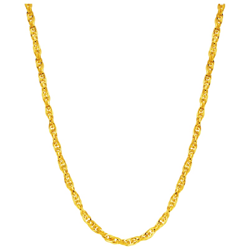 周大福珠宝水波纹足金黄金项链素链计价(工费148元)F177100