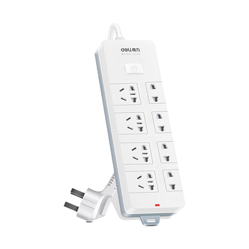 得力(deli)18258-02接线板 新国标 防触电 总控开关 延长线插座/插排/插线板 白色