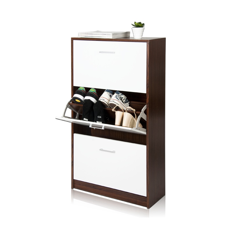 慧乐家泊雅特三门鞋柜(胡桃木+白色)FNAJ-11013-1