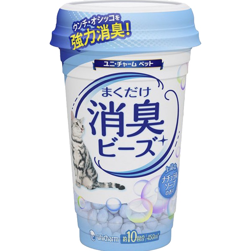 尤妮佳(Unicharm) 猫厕所消臭珠 天然皂香型 450ml 添加型芳香猫砂