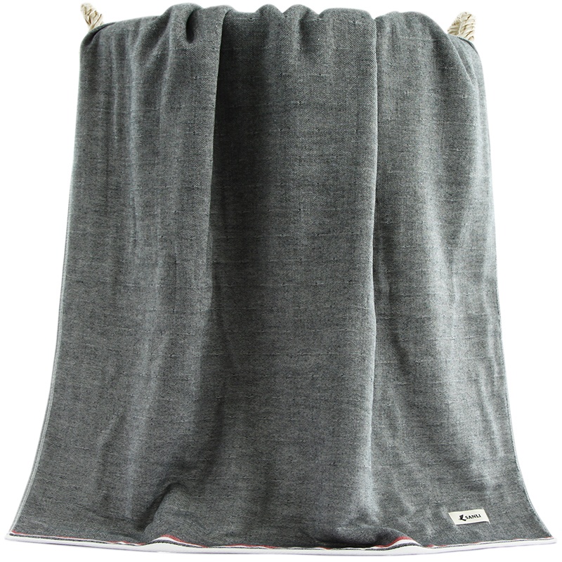 三利 纯棉良品生活大浴巾 A面纱布B面毛圈  柔软舒适吸水裹身巾 415克