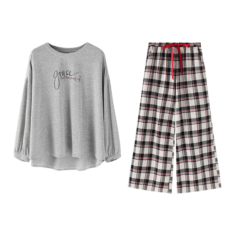 乌拉拉公主针织人棉花灰绒长袖男套装W91K7170