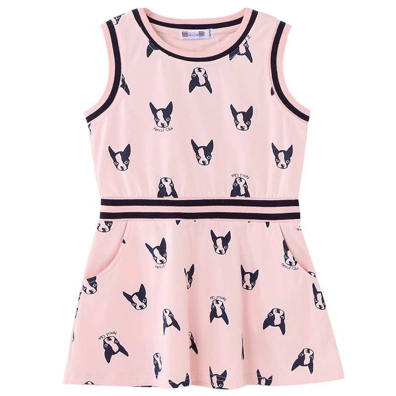 铅笔俱乐部童装2019夏季女童连衣裙中大童连衣裙儿童裙子无袖裙子