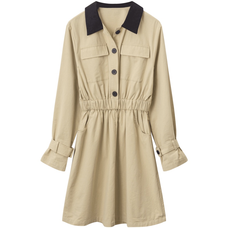 OtherMix小个子工装裙2021年新款长袖春季a字通勤短裙女连衣裙子