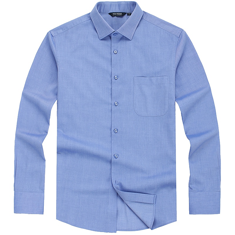 Youngor/雅戈尔秋季新品男士商务正装蓝色DP免烫长袖衬衫001GBA
