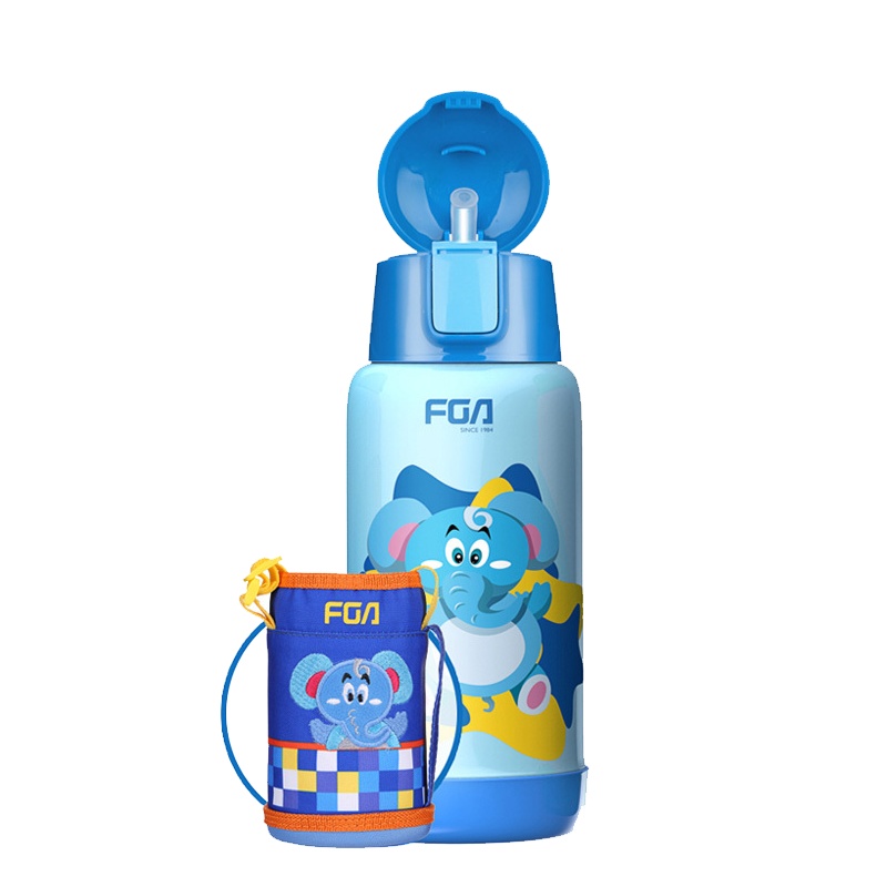 富光 保温壶 WFZ1021-600 600ml保温杯儿童带吸管便携防漏男女杯子不锈钢暖水壶宝宝学生水杯