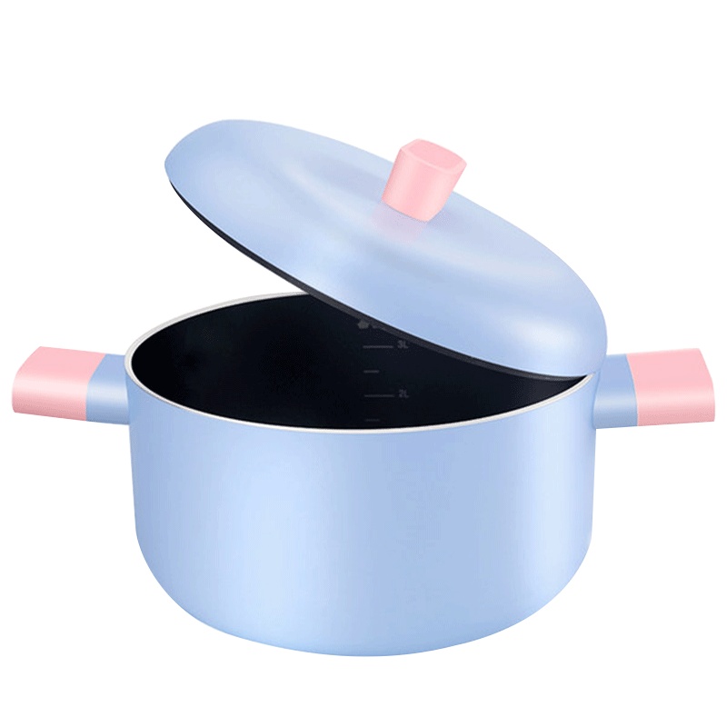 美的不粘锅小汤锅焖锅煮汤锅高汤奶锅燃气电磁炉迷你煮粥锅具家用炖锅 22cm