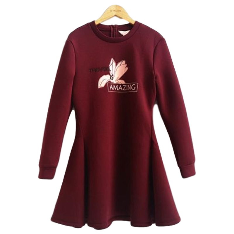 【福利款】拉夏贝尔拉夏贝尔Candie's春季新款长袖针织显瘦打底印花连衣裙女30064443