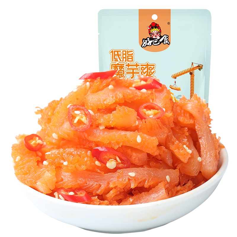 好巴食 休闲零食 低脂魔芋香辣口味870g 素毛肚魔芋丝辣条素食独立小包装