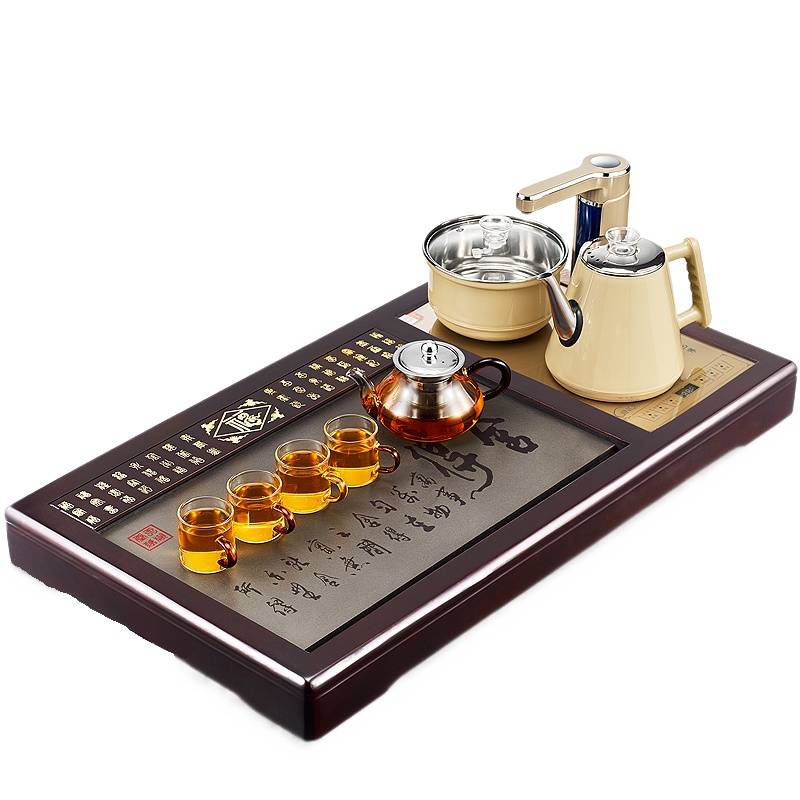 金杞(JINQI) 整套茶具全自动上水不锈钢包胶防烫电热水壶耐热保温烧水壶茶炉宝马金紫檀木茶具套装