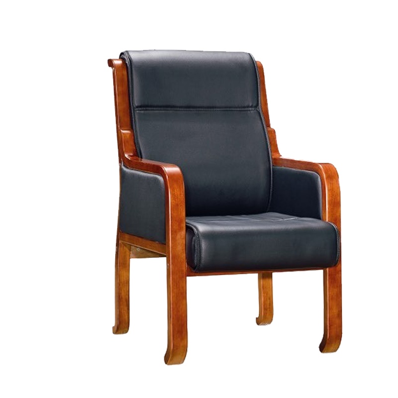 优百丽 SH-857 橡胶木椅 办公家具 办公椅 皮艺老板椅 实木四脚椅 电脑椅会议椅 皮料色彩可定制