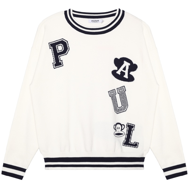 Paul Frank大嘴猴 春季针织衫女韩版潮圆领慵懒风毛衣女 PFCSW211111W