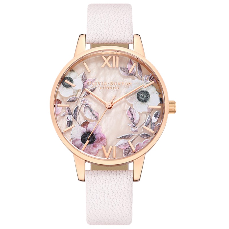OLIVIABURTON腕表英国进口少女网红粉晶皮带简约款OB潮流樱花石英表 女 OB16SP14