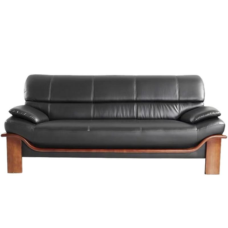 国景GOKENG办公沙发 三人位沙发 黑色皮质2080*890*900