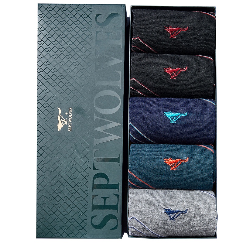 七匹狼 5双装舒适休闲春夏全棉男袜纯棉袜子