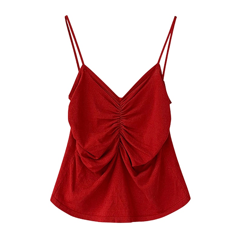 2020新款潮夏季V领心机针织小背心/小吊带女内搭无袖纯色上衣外穿性感打底衫女学生韩版吊带牛仔短裤套装时尚百搭女装