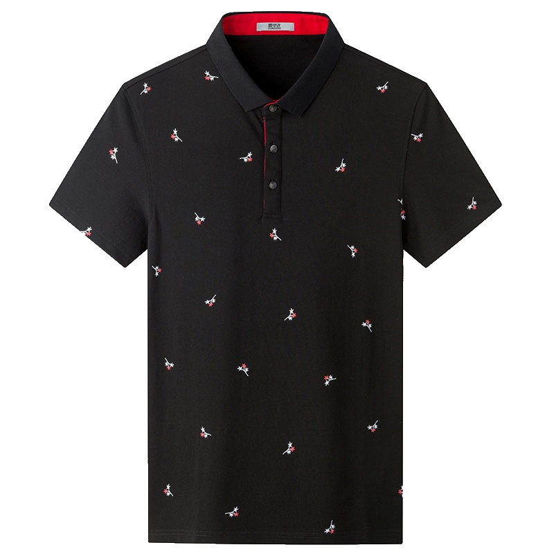 雪中飞夏季新款polo衫男花纹波点商务休闲T恤短袖男